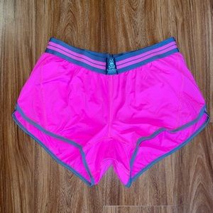 Psycho Bunny Womens Pink Scallop High Wasted Athletic Running Shorts Size Medium